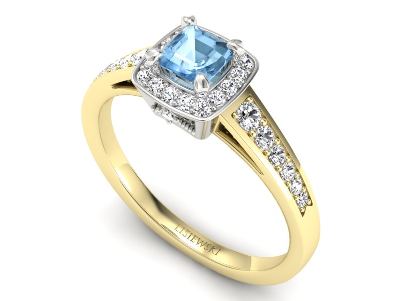 Złoty pierścionek z topazem i brylantami - P15224zbtp — zdjęcie 3