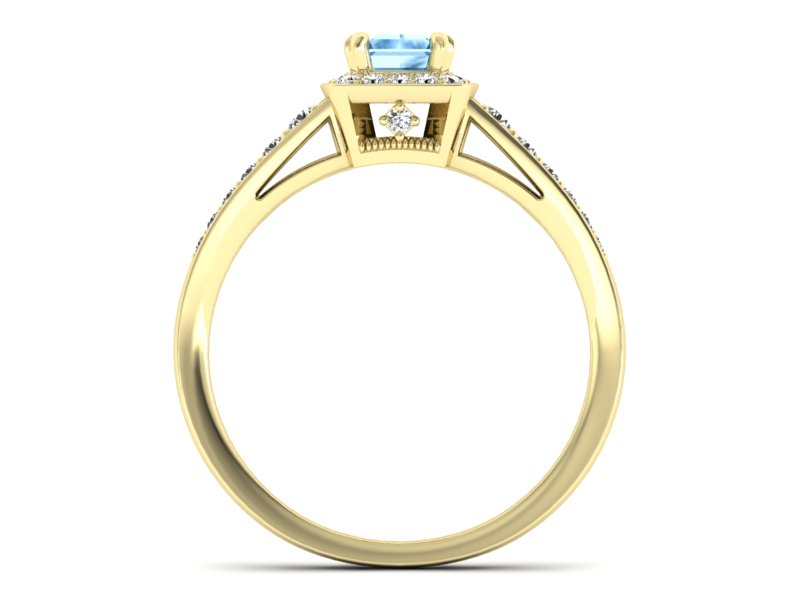 Złoty pierścionek z topazem i brylantami - P15224ztp — zdjęcie 2