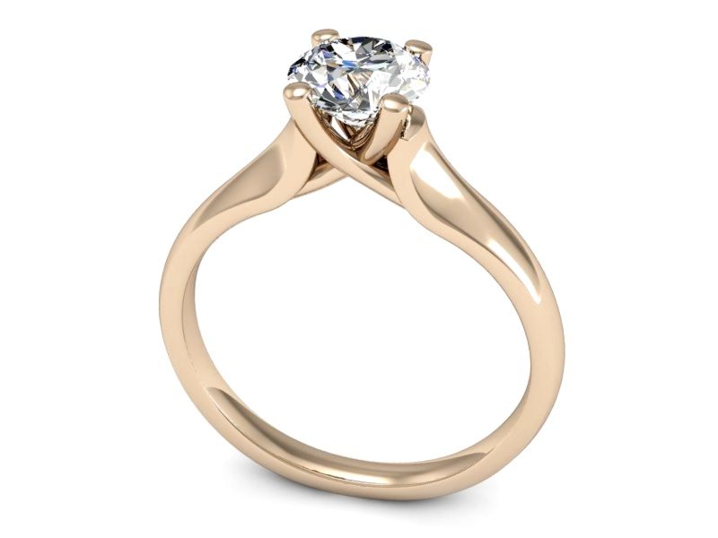 Złoty pierścionek zaręczynowy z diamentem - P15225c — zdjęcie 3