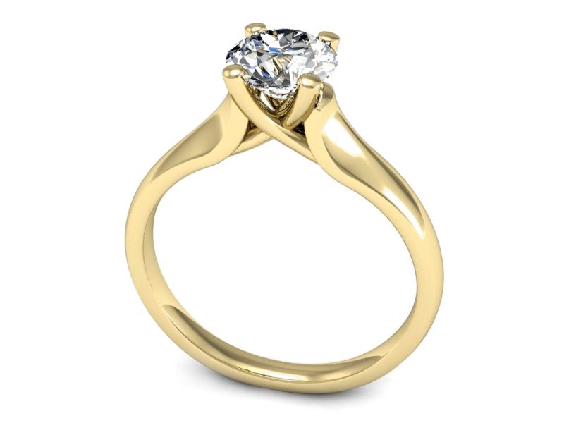 Złoty pierścionek z brylantem żółte złoto - P15225z — zdjęcie 3