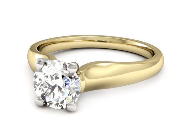 Pierścionek z diamentem żółte i białe złoto 585 - P15225zb