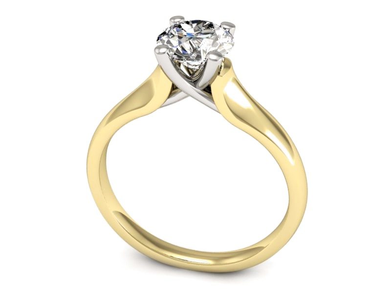 Złoty pierścionek z diamentem żółte i białe złoto - P15225zb — zdjęcie 3