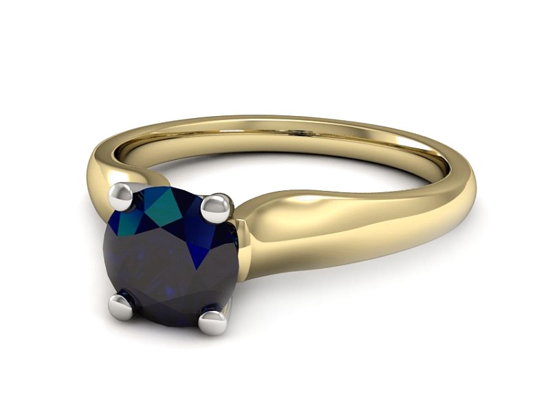 Pierścionek z szafirem żółte i białe złoto - p15225zbsz — zdjęcie 2