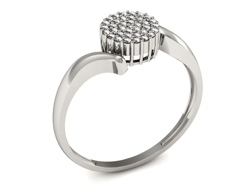 Złoty pierścionek z brylantami białe złoto - P15226b — zdjęcie 3