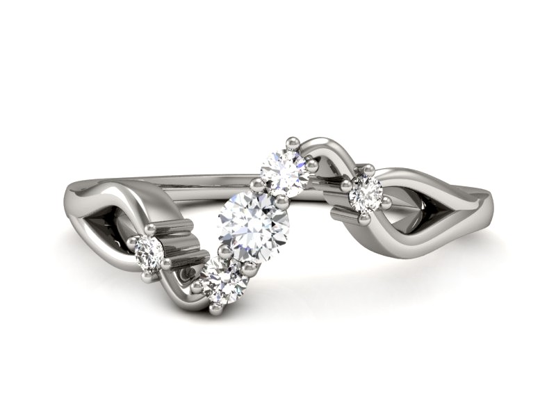 Złoty pierścionek z brylantami białe złoto - p15227b — zdjęcie 2