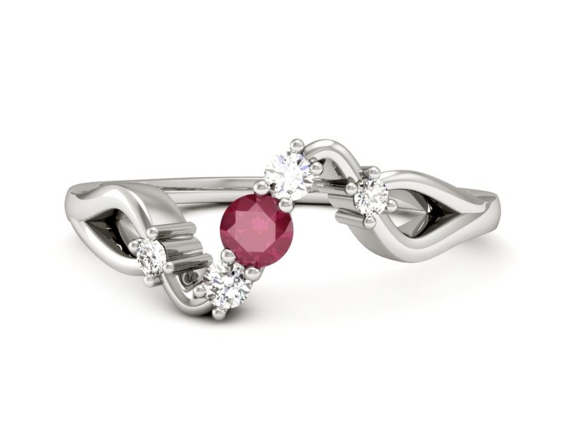 Pierścionek z rubinem i brylantami białe złoto - p15227br — zdjęcie 2