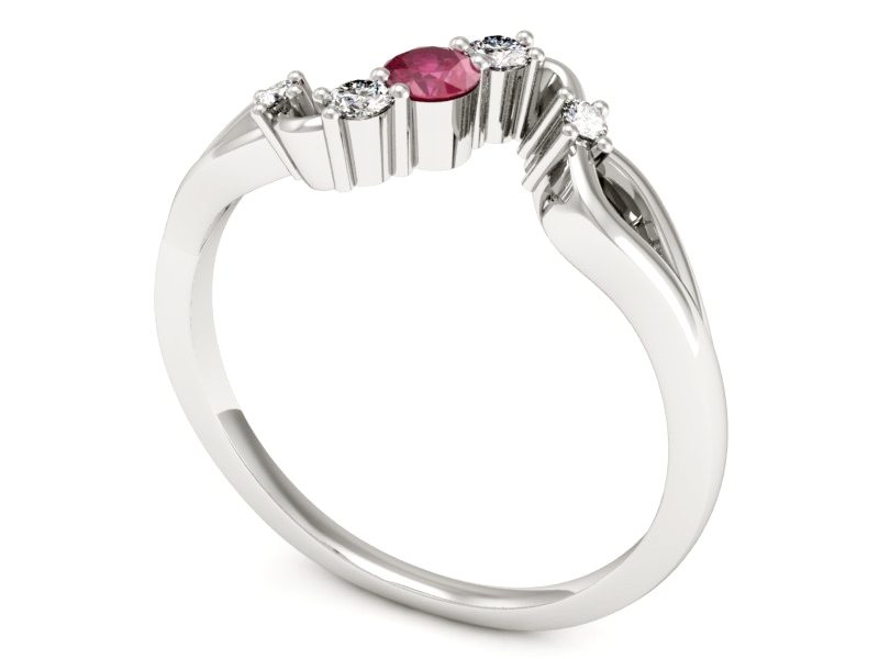 Pierścionek z rubinem i brylantami białe złoto - p15227br — zdjęcie 3
