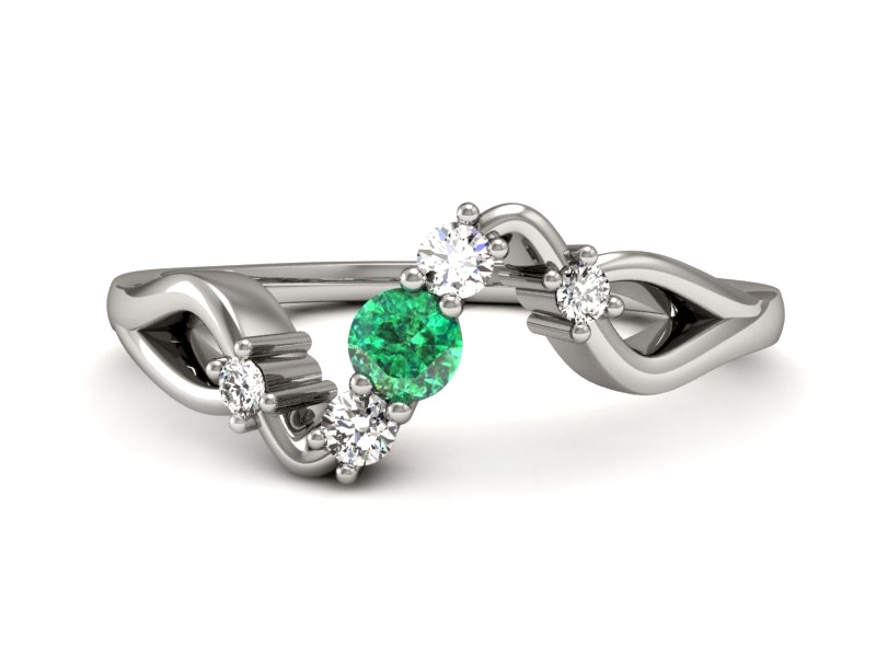 Złoty pierścionek ze szmaragdem i brylantami - p15227bsm — zdjęcie 2