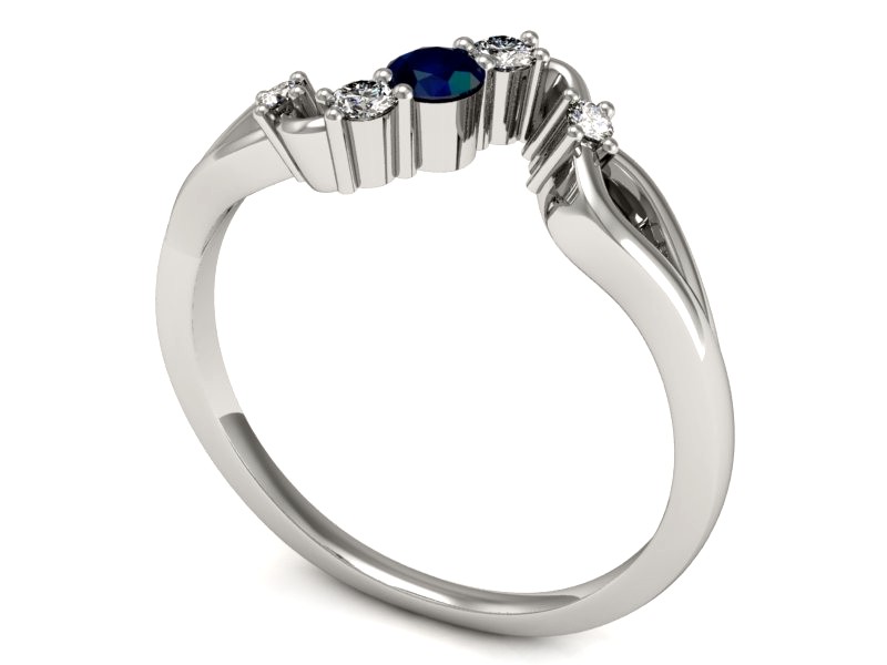 Pierścionek z szafirem i brylantami białe złoto - p15227bsz — zdjęcie 3