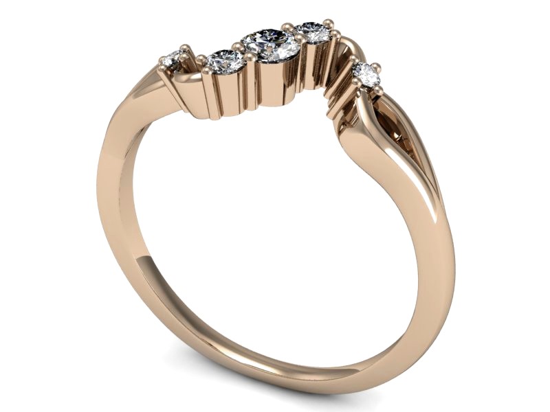 Złoty pierścionek z brylantami różowe złoto - p15227c — zdjęcie 3