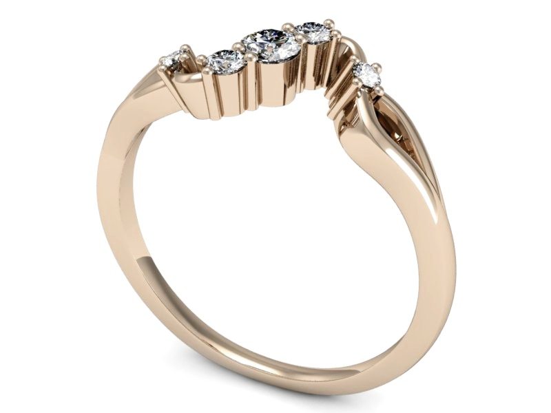 Złoty pierścionek z brylantami różowe złoto - p15227c_P — zdjęcie 3