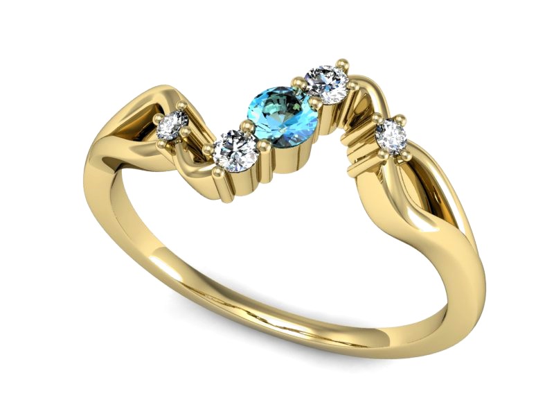 Złoty pierścionek z topazem i brylantami - p15227za