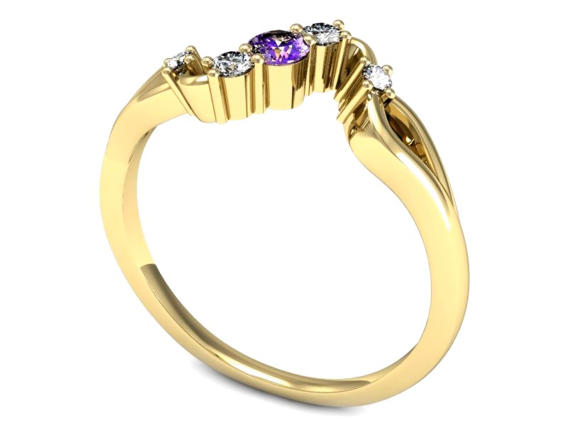 Pierścionek z ametystem i brylantami - p15227zam — zdjęcie 3