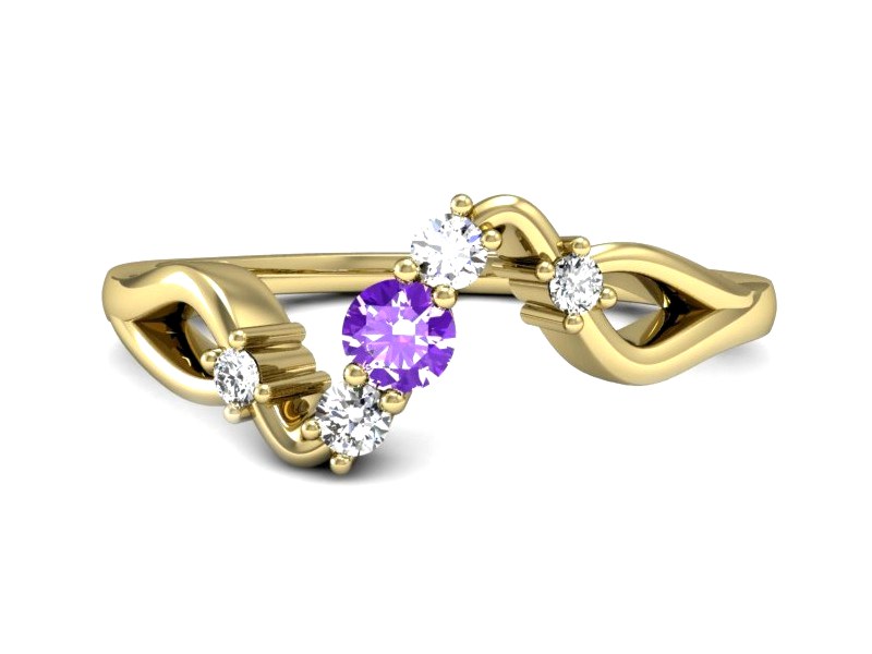 Pierścionek z ametystem i brylantami - p15227zam — zdjęcie 2