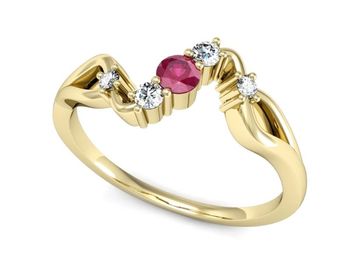 Złoty pierścionek z rubinem i brylantem złoto 585 - p15227zr - 1