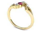 Złoty pierścionek z rubinem i brylantem złoto 585 - p15227zr - 3
