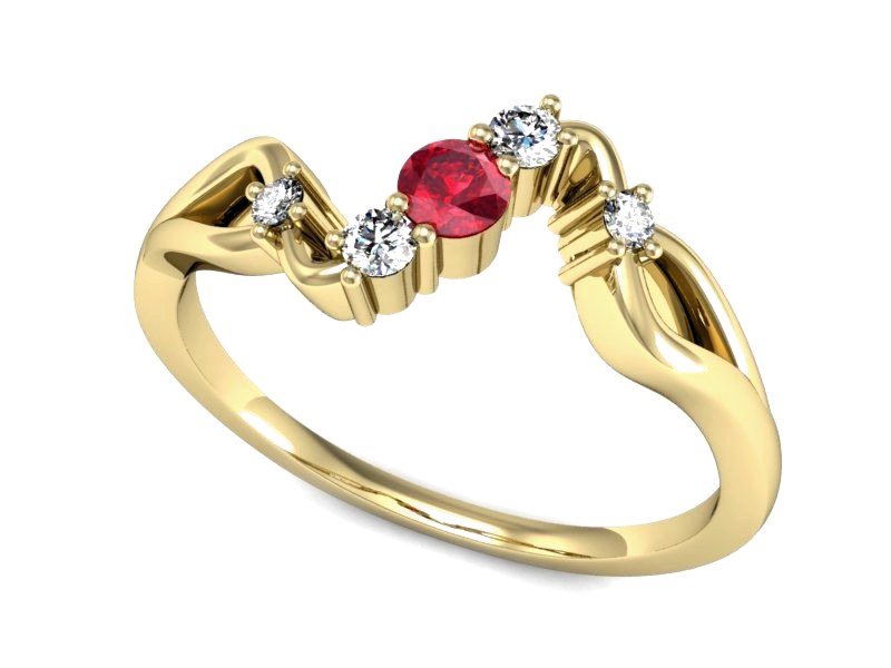 Pierścionek z rubinem i brylantami - p15227zr1