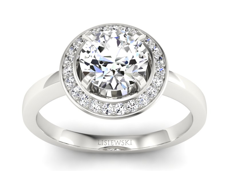 Złoty pierścionek z brylantami białe złoto - P15228b