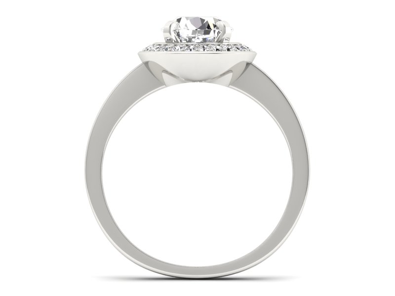 Złoty pierścionek z brylantami białe złoto - P15228b — zdjęcie 2