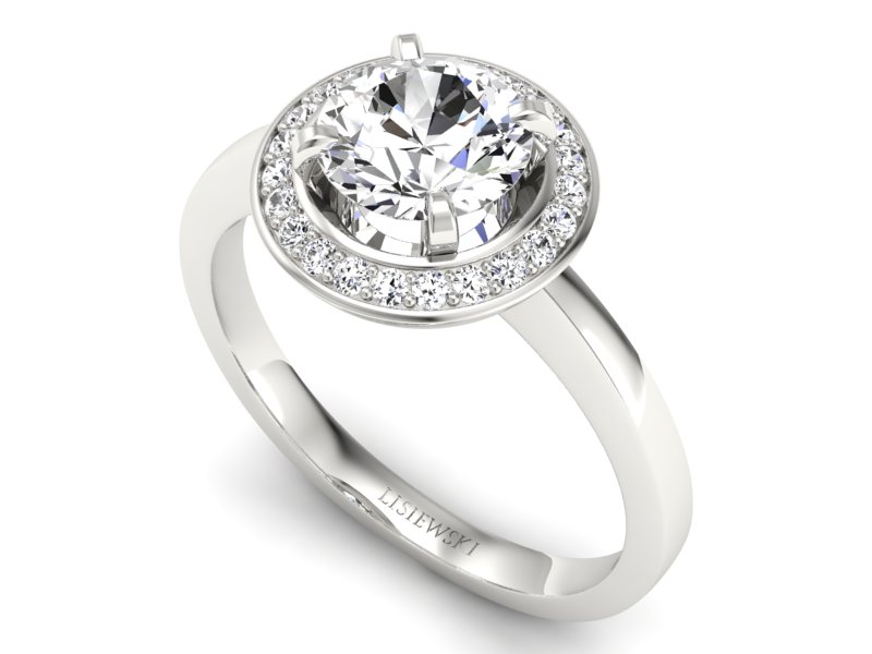 Złoty pierścionek z brylantami białe złoto - P15228b — zdjęcie 3