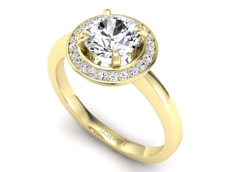 Złoty pierścionek z brylantami żółte złoto - P15228z — zdjęcie 3