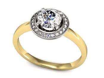 Pierścionek zaręczynowy i brylantami złoto 585 - P15228zb - 1