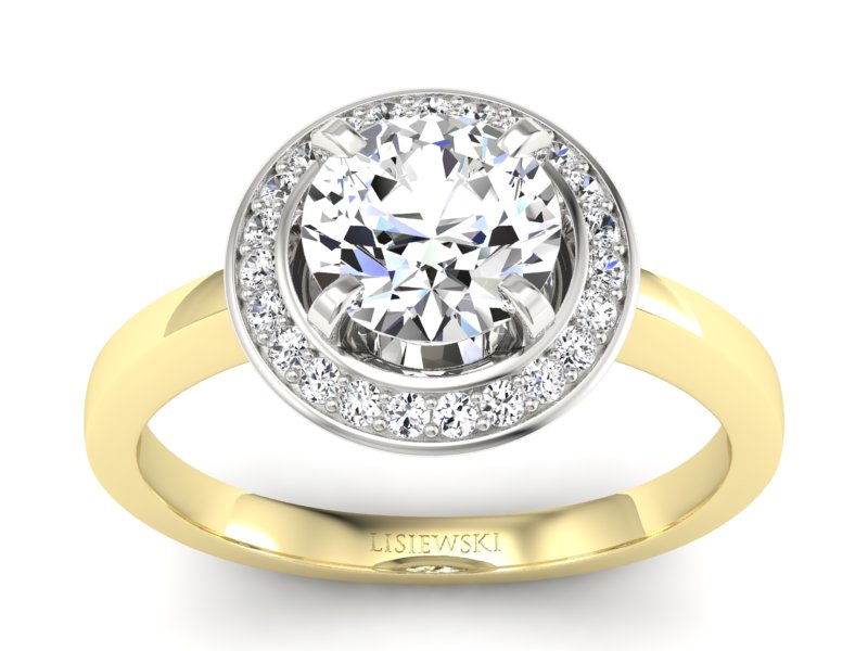 Złoty pierścionek zaręczynowy z brylantami - P15228zb