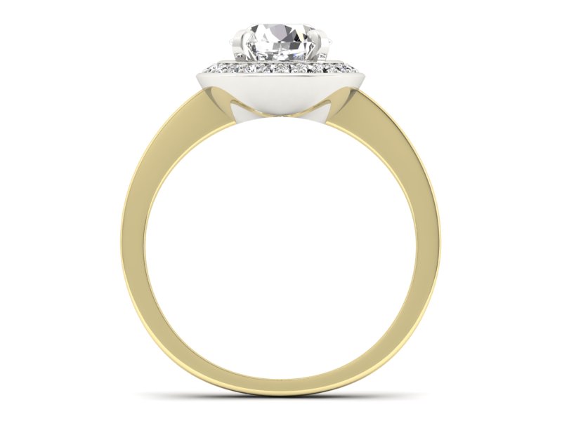 Złoty pierścionek zaręczynowy z brylantami - P15228zb — zdjęcie 2