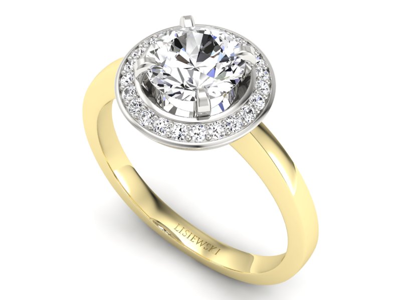 Złoty pierścionek zaręczynowy z brylantami - P15228zb — zdjęcie 3