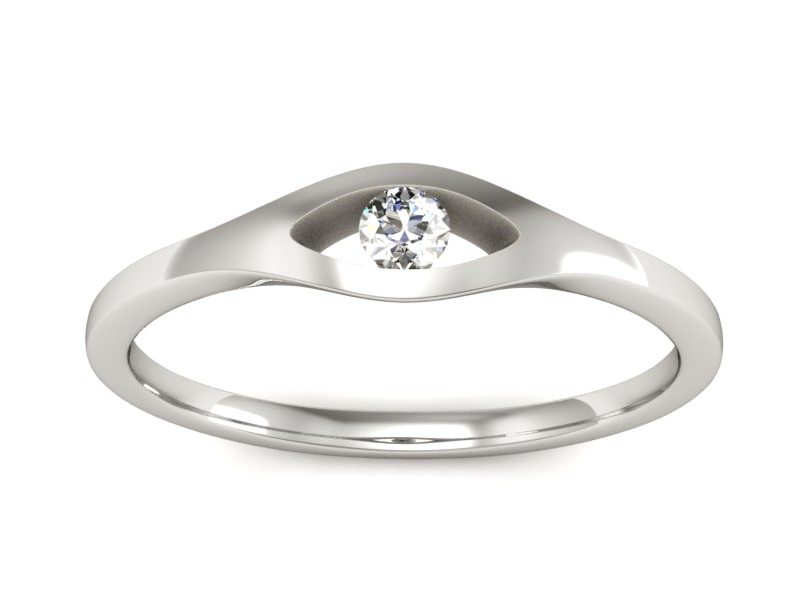 Złoty pierścionek z brylantem białe złoto - P15229b — zdjęcie 3