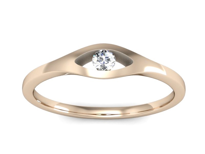 Złoty pierścionek z brylantem różowe złoto - P15229c — zdjęcie 3
