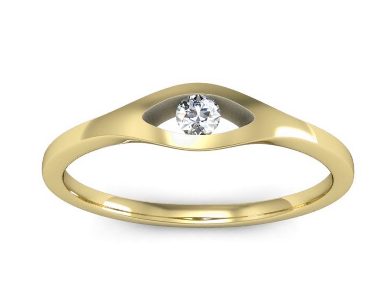 Złoty pierścionek z brylantem żółte złoto - P15229z — zdjęcie 3