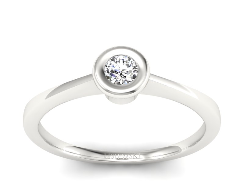Złoty pierścionek z brylantem białe złoto - P15231b