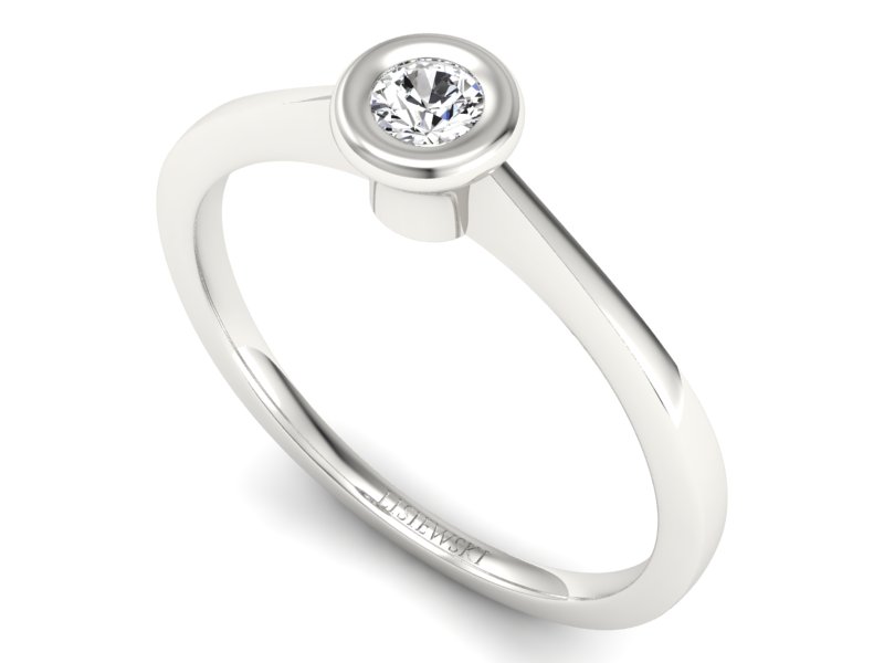 Złoty pierścionek z brylantem białe złoto - P15231b — zdjęcie 3