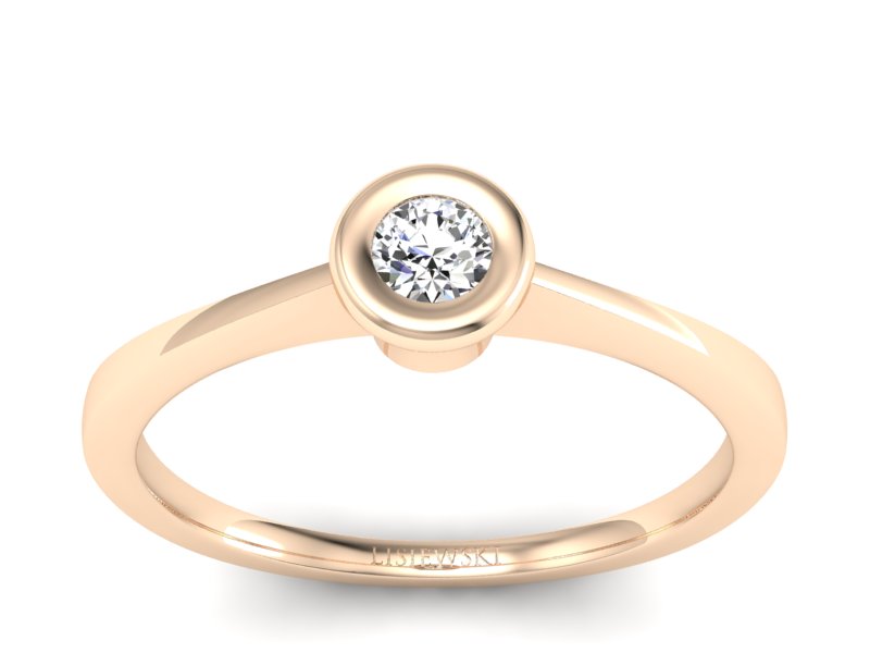 Złoty pierścionek z brylantem różowe złoto - P15231c
