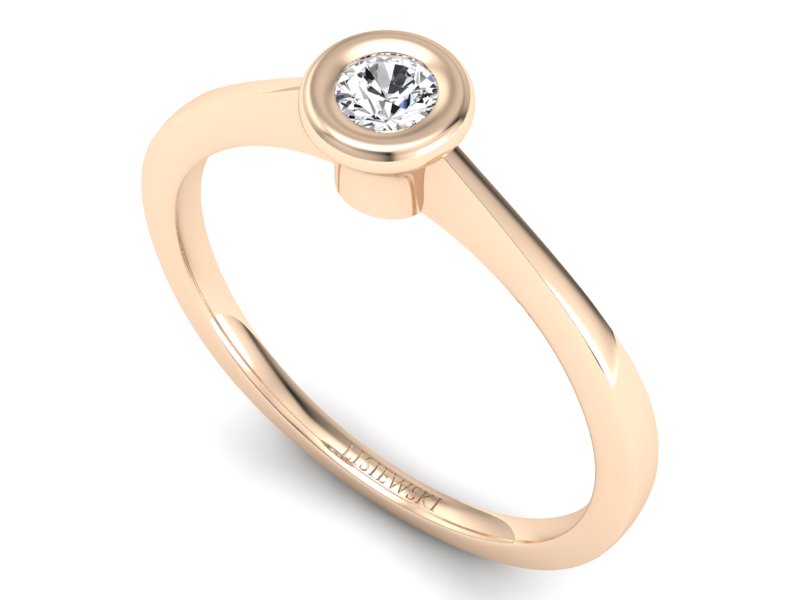 Złoty pierścionek z brylantem różowe złoto - P15231c — zdjęcie 3