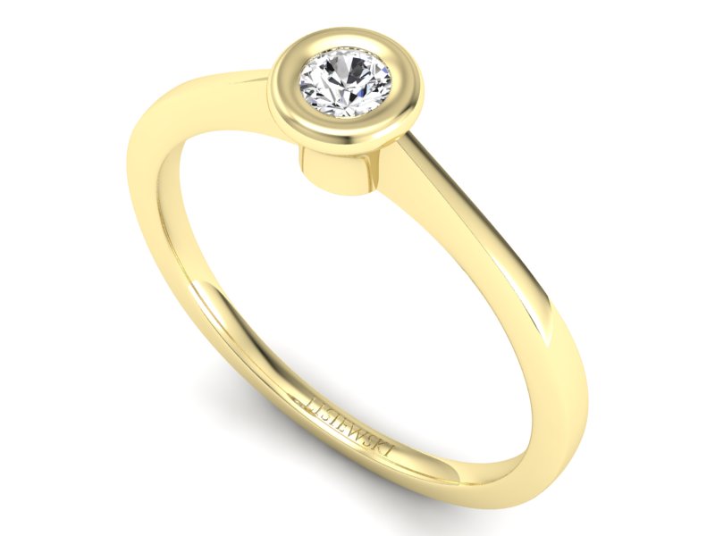 Złoty pierścionek zaręczynowy z brylantem - P15231z — zdjęcie 3