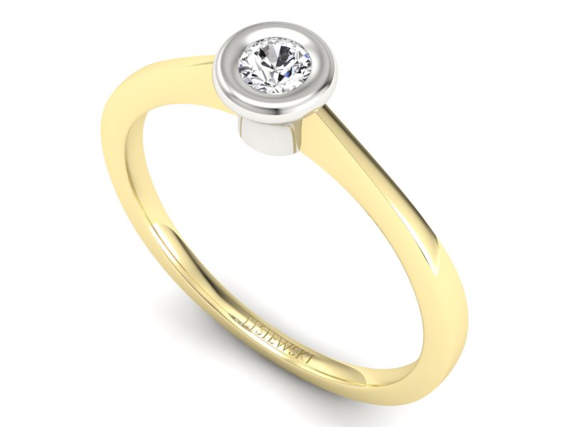 Złoty pierścionek zaręczynowy z diamentem - P15231zb — zdjęcie 3