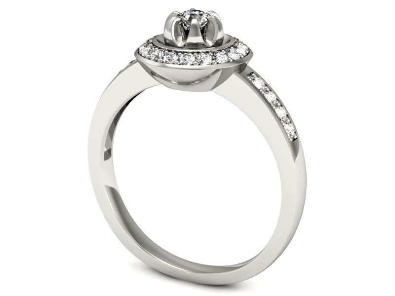 Złoty pierścionek z brylantami białe złoto - P15232b — zdjęcie 3