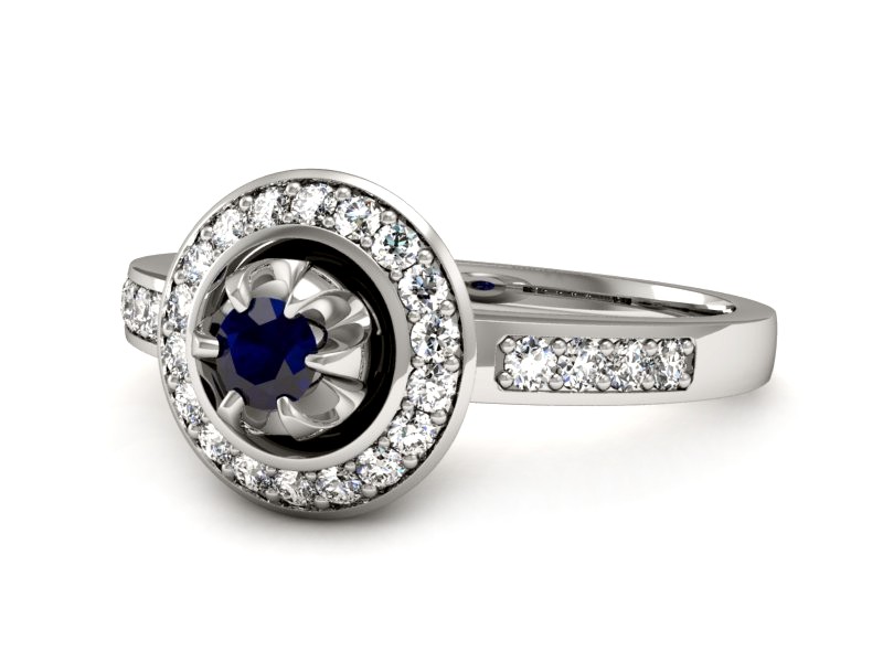 Pierścionek zaręczynowy z szafirem i brylantami - P15232bsz — zdjęcie 2