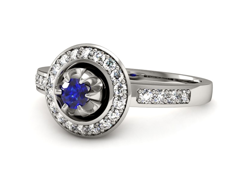 Pierścionek z szafirem i brylantami - P15232bszc — zdjęcie 2