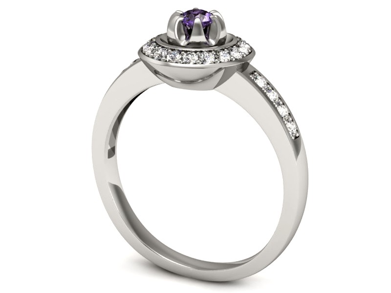 Pierścionek zaręczynowy z tanzanitem i brylantami - P15232bt — zdjęcie 3