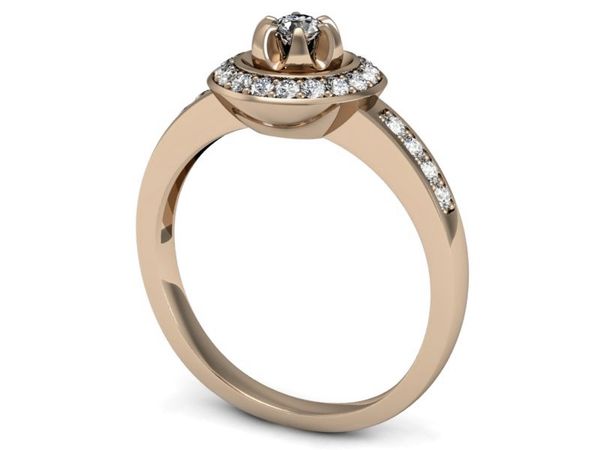 Pierścionek zaręczynowy z brylantami różowe złoto - P15232c