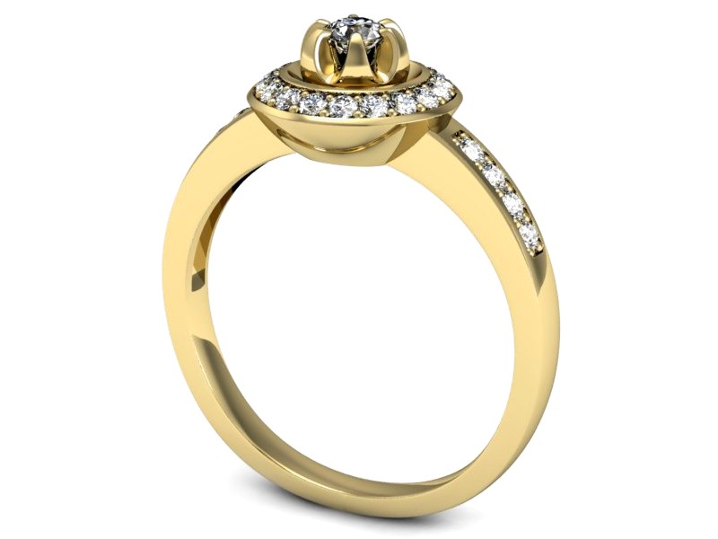 Złoty pierścionek z brylantami - P15232z — zdjęcie 3