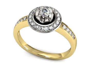 Pierścionek zaręczynowy z brylantami złoto 585 - P15232zb - 1