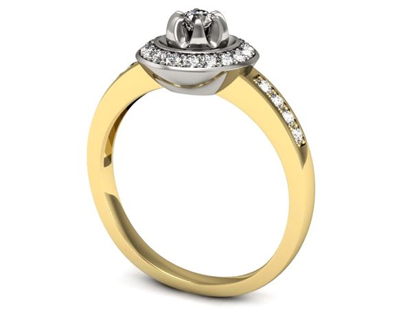 Pierścionek zaręczynowy z brylantami złoto 585 - P15232zb