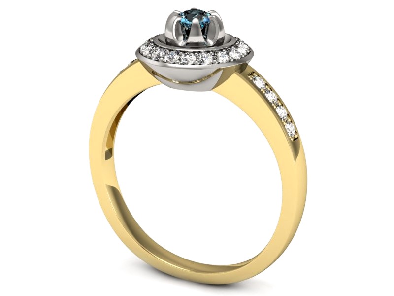 Złoty pierścionek z topazem i diamentami - P15232zba — zdjęcie 3