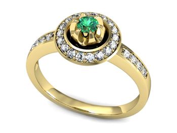 Złoty pierścionek ze szmaragdem i brylantami - P15232zsm - 1