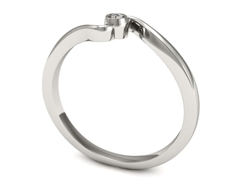 Złoty pierścionek z brylantem białe złoto - P15233b — zdjęcie 3