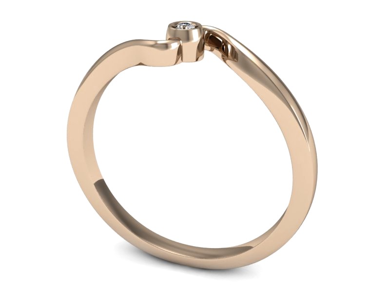 Złoty pierścionek z brylantem różowe złoto - P15233c — zdjęcie 3